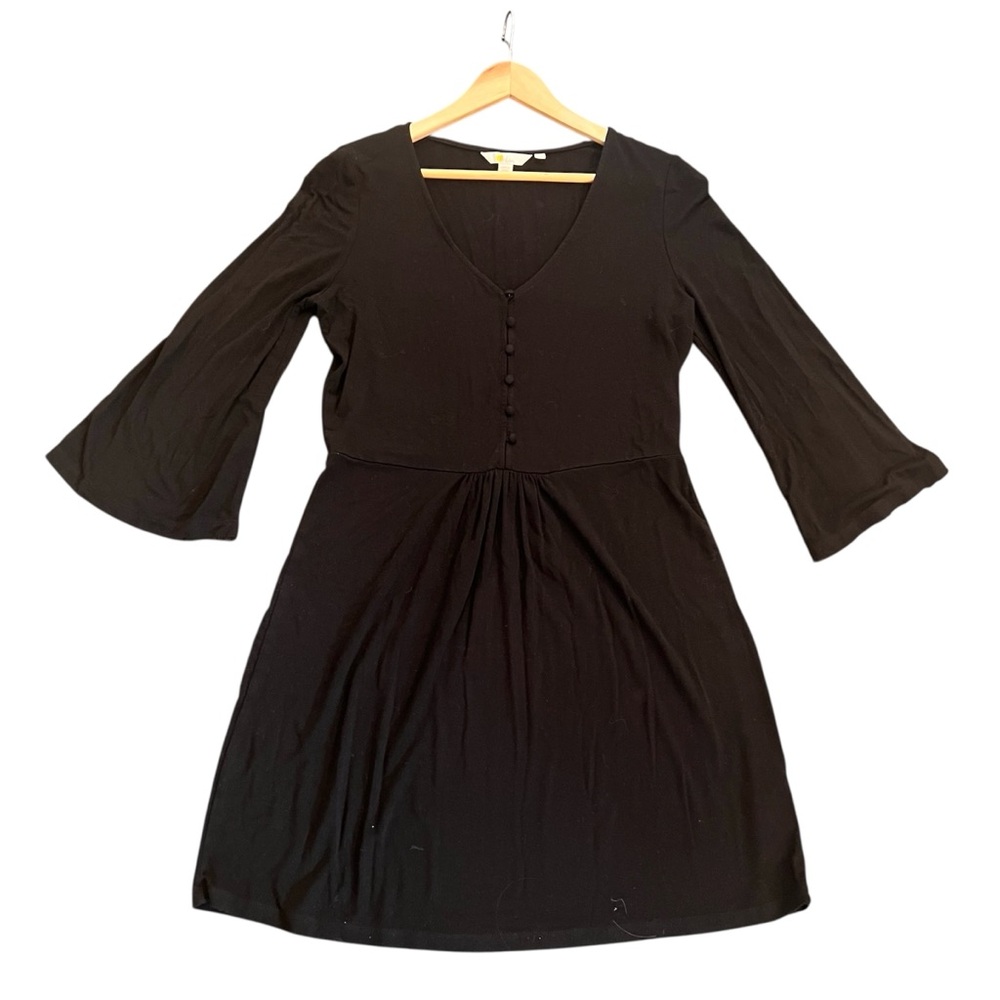 Boden Black Long Sleeve V-Neck T-Shirt Dress